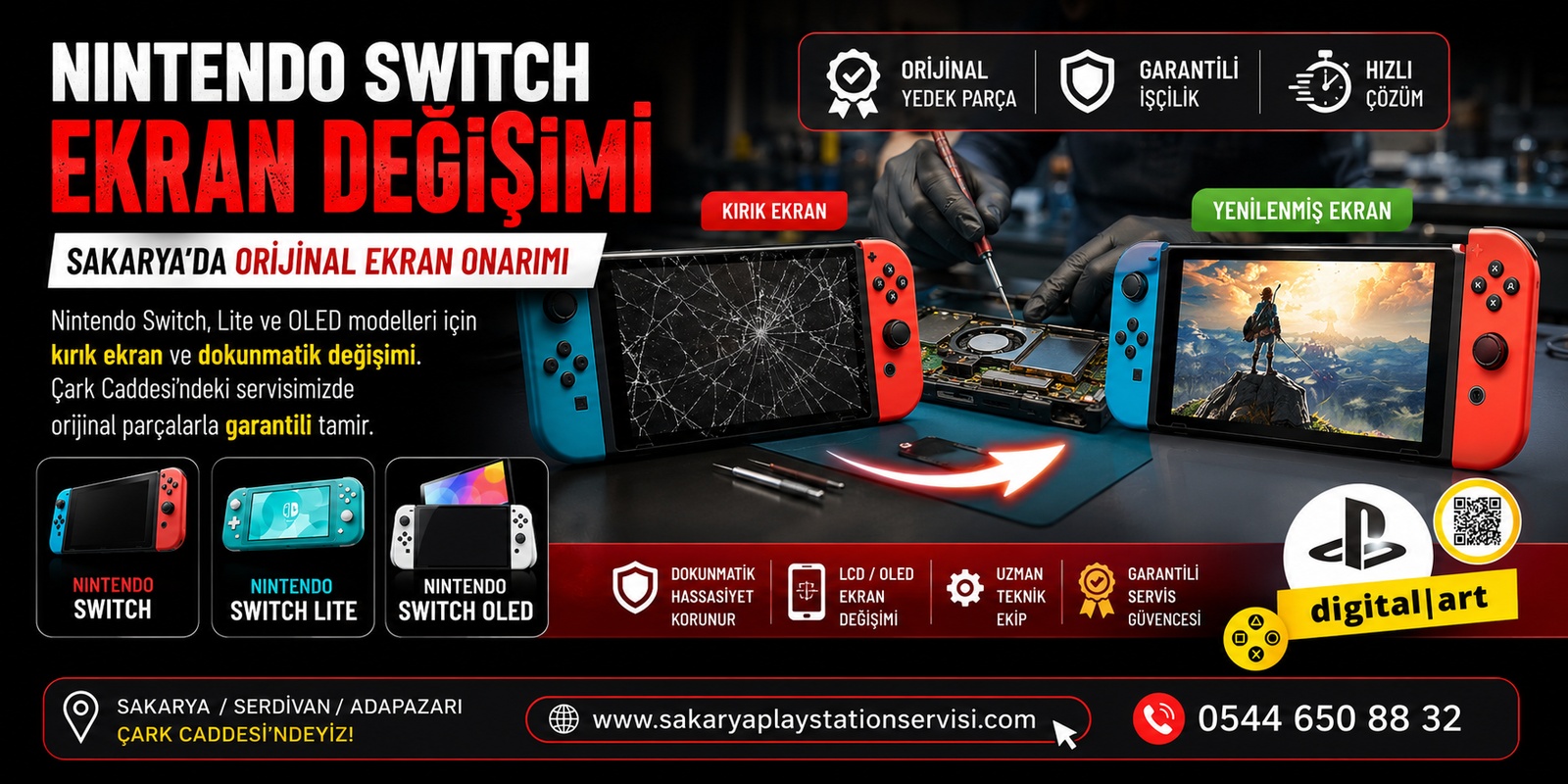 Nintendo Switch Ekran Değişimi: Sakarya'da Orijinal Ekran Onarımı Nintendo Switch OLED ekran değişimi yapılması. | Sakarya PlayStation tamiri, Adapazarı, Serdivan, Yazlık, Erenler, Hendek, Akyazı, Geyve konsol servisi